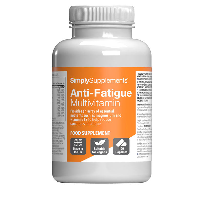 SimplySupplements Anti-Fatigue Multivitamin bottle on a white background
