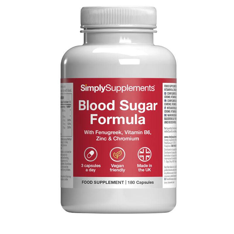 Simply Supplements Blood Sugar Formula product on a white background