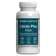 Simply Supplements Libido Plus Men food supplement, 60 capsules, expert combination of amino acids, botanicals, vitamins and minerals, vegan friendly, made in the UK.