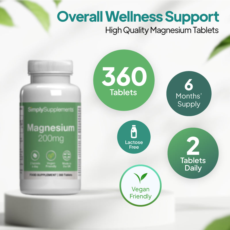 Simply Supplements Magnesium 200mg includes 360 tablets