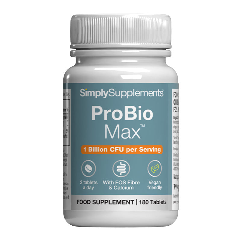 Bottle of SimplySupplements ProBio Max on a white background
