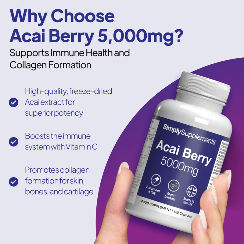 freeze dried acai berry 5000mg high quality supplement for ummune boost and support skin, bones and cartilage