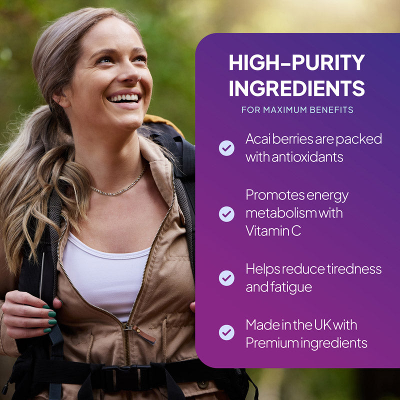 acai berry 5000mg supplement packed with antioxidants and promotes energy metabolism, reduces tiredness and fatigue