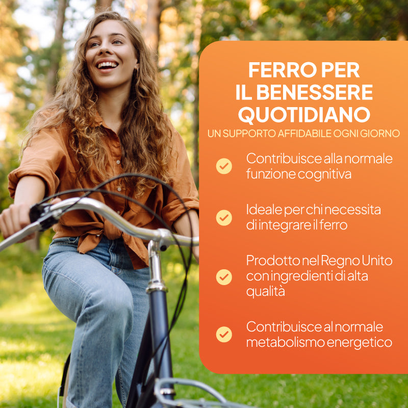 Simply Supplements Ferro 14 mg favorisce la normale divisione cellulare ed è ideale per chi è a rischio di carenza.