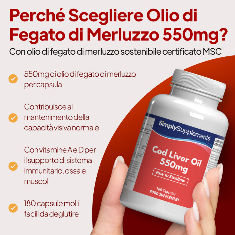 Le capsule di olio di fegato di merluzzo contribuiscono al mantenimento di una vista normale.
