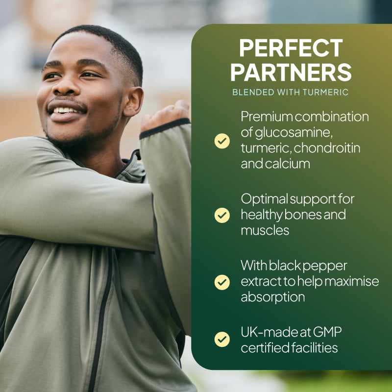 Benefits of Simply Best glucosamine and turmeric complex with black pepper for absorption. Support for healthy bones and muscles