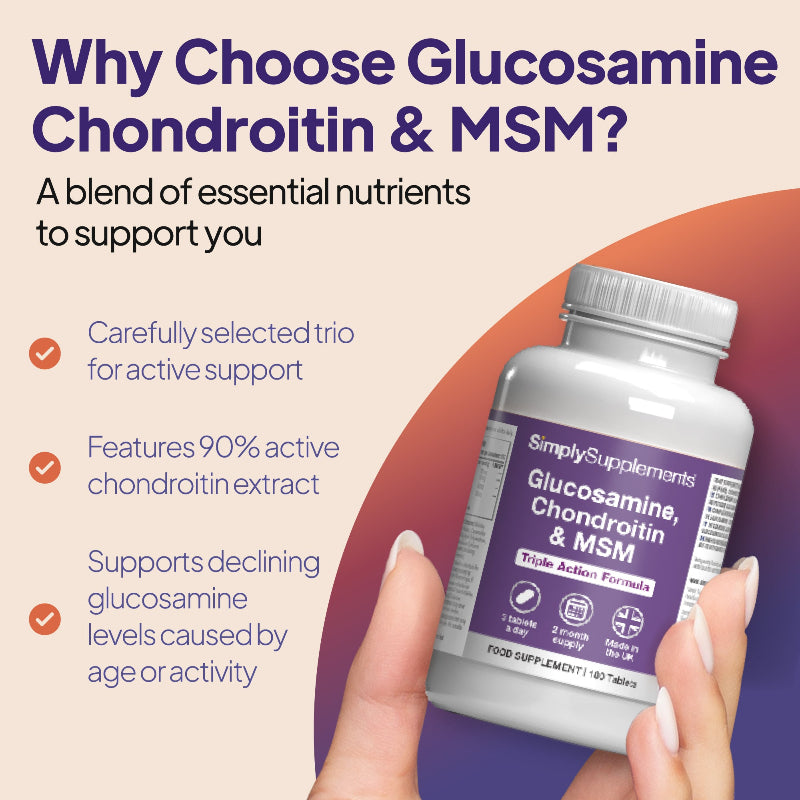 Glucosamine 500mg, Chondroitin 100mg & MSM 100mg Tablets are a carefully selected trio for active support