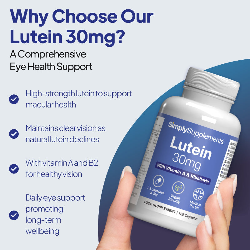 Simply Supplements Lutein 30mg maintains clear vision as natural lutein declines
